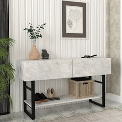 Κονσόλα Aron Megapap χρώμα λευκό εφέ μαρμάρου 138,8x41x75,7εκ