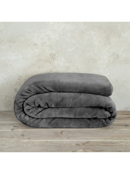 Κουβέρτα Βελουτέ Υπέρδιπλη Coperta Dark Gray Nima Home Σκούρο Γκρι 220x240