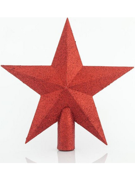 ΚΟΡΥΦΗ ΔΕΝΤΡΟΥ ΑΣΤΕΡΙ ΠΛΑΣΤΙΚΟ, ΚΟΚΚΙΝΟ ΜΕ GLITTER, 20,5cm