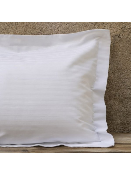 Ξενοδοχειακή Μαξιλαροθήκη (52x75) 1cm Striped Oxford-4 60% Βαμβάκι 40% Πολυέστερ 230TC Nima Hotelling Λευκό 52x75