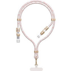 Καλώδιο / Λουράκι Dudao L20MAX 4 σε 1 USB-A / USB-C / Lightning PD QC 65W 1.5m - Ροζ (6976625334421)