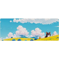 Gaming Mouse Pad με Αντιολισθητική Επιφάνεια 30x80cm Τοπίο με Γάτα