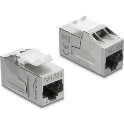 DELOCK Keystone module RJ45 91122, θηλυκό σε θηλυκό, Cat 6A STP, ασημί