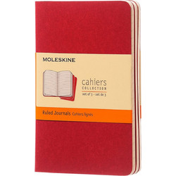Moleskine Σημειωματάριο Ruled Cahier L Cranberry Red 3τμχ Σετ 13x21cm