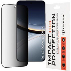 Techsuit - 111D Πλήρης Κόλλα Απορρήτου - Xiaomi Poco F7 - Μαύρο