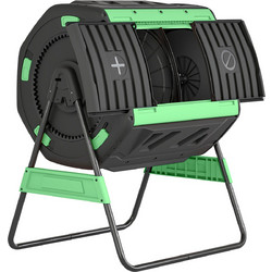 Outsunny Οικιακός Κομποστοποιητής 200 L Διπλού Θαλάμου με 8 Αεραγωγούς, από PP και Μέταλλο, 94 x 67 x 98 εκ. Πράσινο και Μαύρο 84H-649V00GN