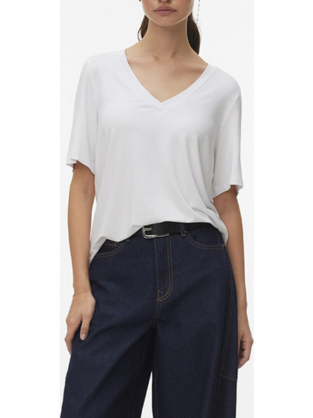 AWARE BY VERO MODA AWRITA SS V-NECK T-SHIRT NOOS 10328539-BRIGHT WHITE White