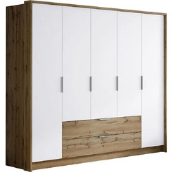 PoliHome Πεντάφυλλη Ντουλάπα Ρούχων Vienna Λευκή 255x65x217cm 162446039