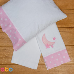 Abo Σετ Βρεφικά Σεντόνια Λίκνου Βαμβακερά 75x100 Carousel Pink/White