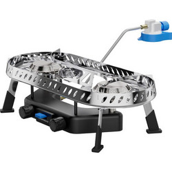 Campingaz Camp & Trek Twin Connect Camping Stove (silver/black, 2 burners 2x2 kW, for CV470 Plus)
