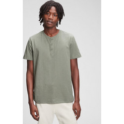 Πράσινη Gap Men's Lived-In Henley T-Shirt Μπλούζα mesculen green