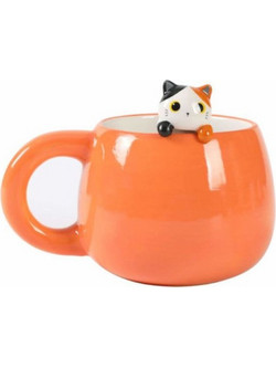 I-Total Κούπα Κεραμική Πορτοκαλί ''Cat'' 470ml XL2526