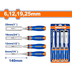 Wadfow WWC2204 Σκαρπέλα Φάρδους 6mm Σετ 4τμχ