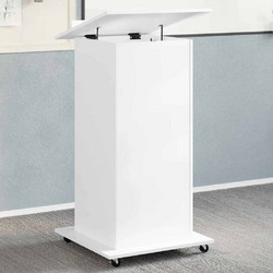 vidaXL Αναλόγιο με Ροδάκια & Συρτάρι Επεξ Ξύλο 55x55x107 εκ. - Λευκό, 55x55x107-εκ
