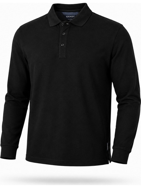 GANDY Ανδρική Μπλούζα Polo Μακρυμάνικη Μαύρη GB222