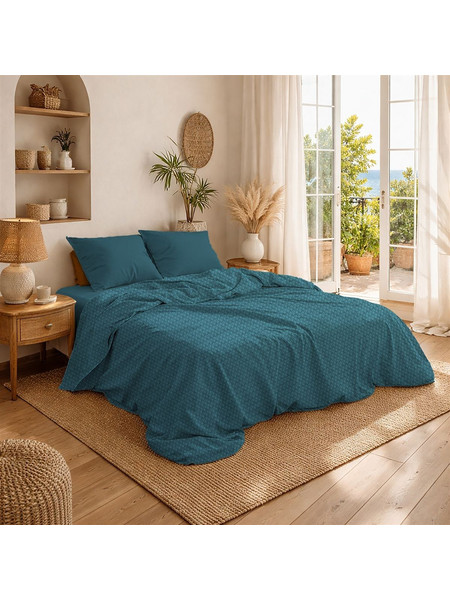 Κουβέρτα Πικέ Μονόχρωμη 325 gr/m 255x270 Petrol 100% Cotton Dimcol
