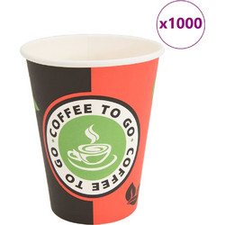 vidaXL Χάρτινα κύπελλα 1000 τεμάχια 12oz 300ml Κόκκινο και μαύρο - καφέ, 300 ml