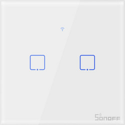 Sonoff T0EU2C-TX Χωνευτός Διακόπτης Τοίχου Wi-Fi Για Έλεγχο Φωτισμού Με Δύο Πλήκτρα Αφής Σε Λευκό Χρώμα
