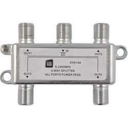 Διακλαδωτής 4 way Splitter 5-2400MHz Power Pass DiGiView DV01-04