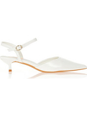 Γόβες λευκές slingback με χαμηλό τακούνι