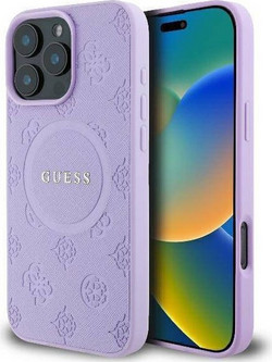 Guess Saffiano Peony Classic Logo Magsafe Back Cover για iPhone 16 Pro Max - Μωβ