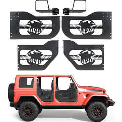 VEVOR Σωληνωτές Ημιπόρτες Jeep 4 Θυρών για Wrangler JL 2018-2026 & Gladiator JT 2020-2026, Σχέδιο Soldier, Εμπρός/Πίσω με DOT Καθρέφτες και Λαστιχένια Προστατευτικά JPC4MCXSBTA2GJ12U001V0
