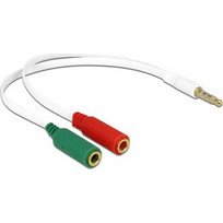 DELOCK DELOCK καλώδιο 3.5mm 4-pin σε 2x 3.5mm 3-pin θηλυκό 65447, λευκό