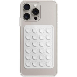 Techsuit Phone Holder Suction Pad for Selfies, Silicone, Adhesive Mount, Rectangular Shape White