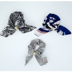 Azure Printed Bow Scrunchies