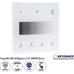 GloboStar 73150 T11-S SKYDANCE Ασύρματο DMX512 Επιτοίχιο Χειριστήριο RF 2.4Ghz 1 Group για όλα τα SKYDANCE DMX512 Controller AC 100-240V Max 0.1A - IP20 Μ8.5 x Μ8.5 x Π8.5 x Υ3.5cm