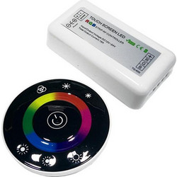 Ασύρματος LED RGB Controller με Μαύρο Στρογγυλό Χειριστήριο Αφής 2.4G RF 12v (192w) - 24v (384w) DC GloboStar 77445