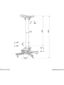 Neomounts Projector Ceiling Mount 60.5-90.5 cm (CL25-540WH1) (NEOCL25-540WH1)