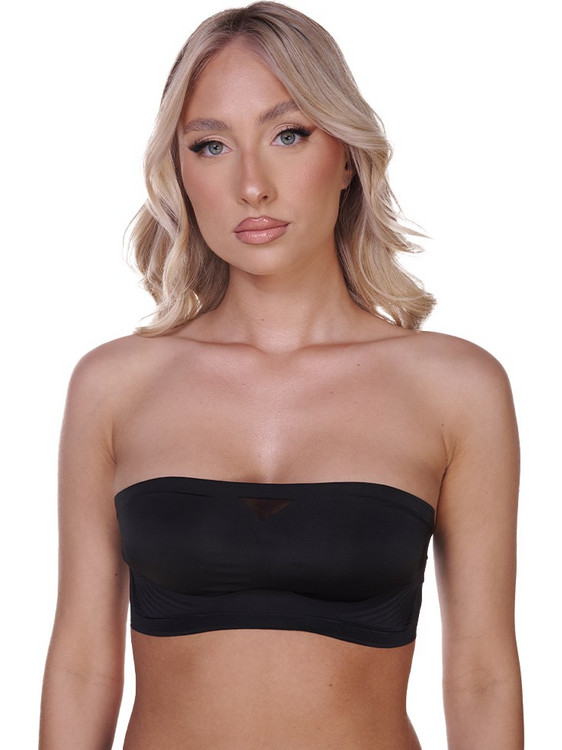 Μπούστο strapless φορμαρισμένο χωρίς ραφές χωρίς μπανέλα - Μαύρο