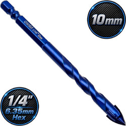 Τρυπάνι 10x117mm με Εξάγωνο Στέλεχος 1/4" για Γυαλί, Κεραμικά, Πορσελάνη και Πλακίδια Μπλε Ouruisi Star