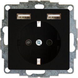 Πρίζα Ρεύματος Μονή Με 2 Θύρες USB HK07 296250006 16A 250V Black Kopp