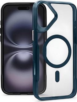 Forcell iPhone 16 Plus MagSafe Ergofit Θήκη Με Πλαίσιο Σιλικόνης Διάφανη - Blue