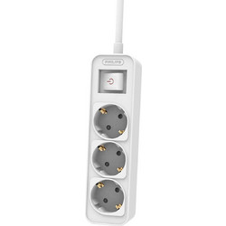 Πολύπριζο Philips - 3x Schuko - Με Διακόπτη On/Off - Παιδική προστασία - Καλώδιο 1.5m - Λευκό 1150102-0025