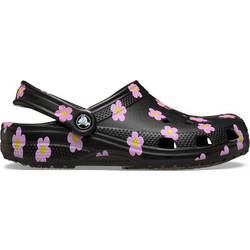 Crocs Classic Flower Clog Παιδικά Παπούτσια Θαλάσσης Ανατομικά Μαύρα 212670-001