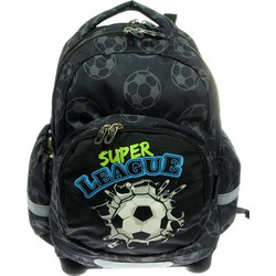 Pulse Kids Super League Σχολική Τσάντα Πλάτης Δημοτικού Μαύρη 120866