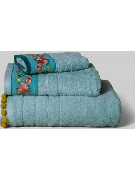 Πετσέτα Σώματος (80x150) White Fabric Sabinne Green 600gsm