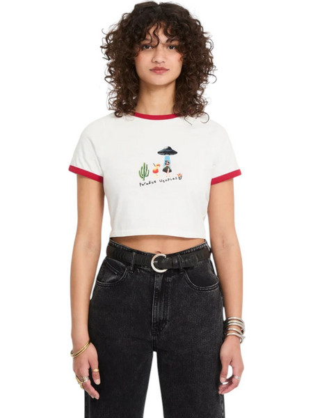 VOLCOM FA MICKEY MASON CROP TOP T-SHIRT OFF WHITE
