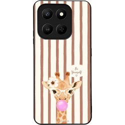 Sonique Stripe Stories Series Θήκη (Honor 400 Smart 4G / 5G) Καφέ με Σχέδιο «Καμηλοπάρδαλη με Τσιχλόφουσκα»