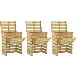 vidaXL Σχάρωμα Κήπου 3 pcs Πράσινο 110 x 58 x 113 εκ Μασίφ Ξύλο Πεύκου