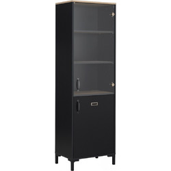Manchester βιτρίνα 53x37x170εκ. Helvezia Oak / Black