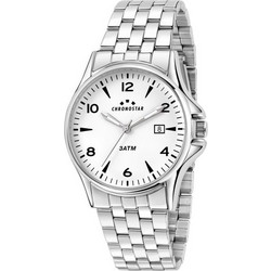 Chronostar Ανδρικό Ρολόι Χρονογράφος με Ασημί Μεταλλικό Μπρασελέ R3753121002