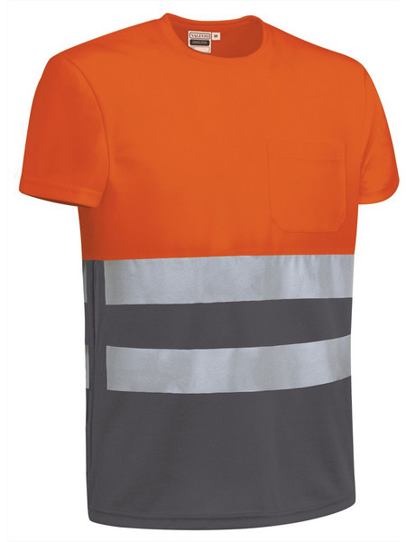 T-Shirt Υψηλής Ορατότητας DEMOLITION Valento Fluo Orange-Charcoal Grey