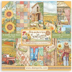 Stamperia 10 Χαρτιά Scrapbooking 30,5x30,5cm Διπλής Όψης Sunflower Art