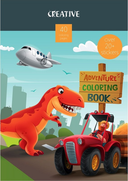 ΒΙΒΛΙΑ ΖΩΓΡΑΦΙΚΗΣ CREATIVE DINOSAUR COLORING BOOK 40 φύλλα (+20 stickers)