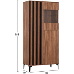 ΒΙΤΡΙΝΑ ΣΕΙΡΑ HARRY HM18011.01 ΜΕΛΑΜΙΝΗ ΣΚΟΥΡΟ ΦΥΣΙΚΟ ΞΥΛΟΥ-ΜΑΥΡΟ 90x40x185Υεκ