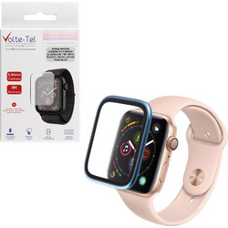 VOLTE-TEL TEMPERED GLASS APPLE WATCH 4/5/6/SE 44mm 3D CURVED ALUMINIUM 1.78" 0.30mm FULL COVER & INSTALLATION TOOL BLUE